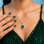 Natural Green Quartz Halo Double Pendant